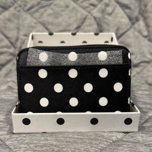 NWT Kate Spade Polka Dot Saffiano Small Zip Wallet